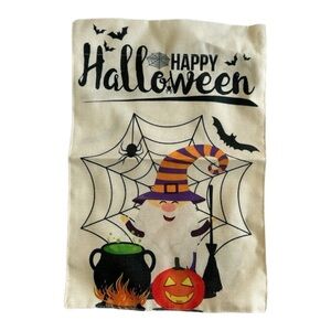 NEW Halloween Spooky Garden Flag Decoration w Wizard Jack-o-lantern Cauldron Web